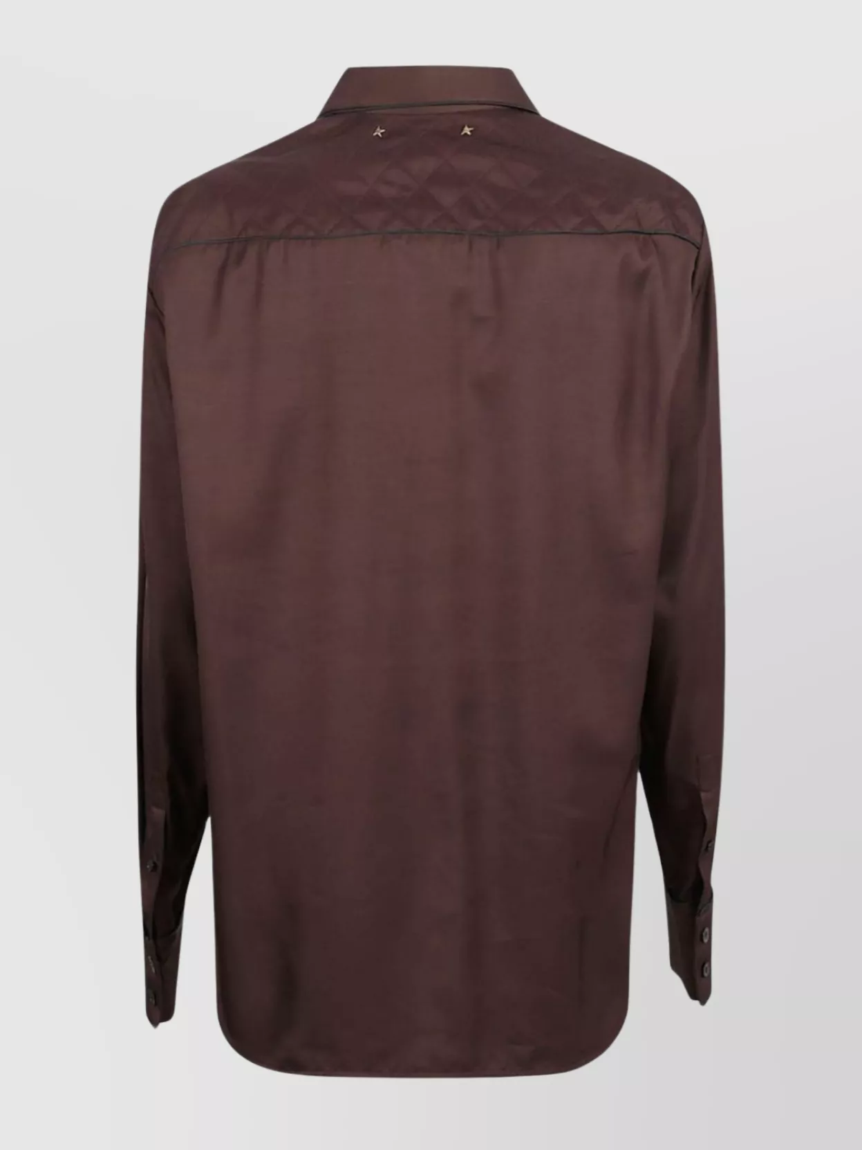 Golden Goose Tailored Shirt With Cut Piping And Quilted Yoke In Brown