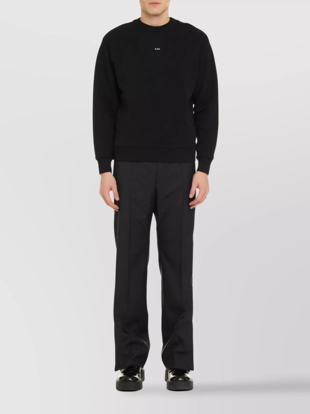 Apc Oversized Logo Cotton Crew-neck Sweatshirt In Black