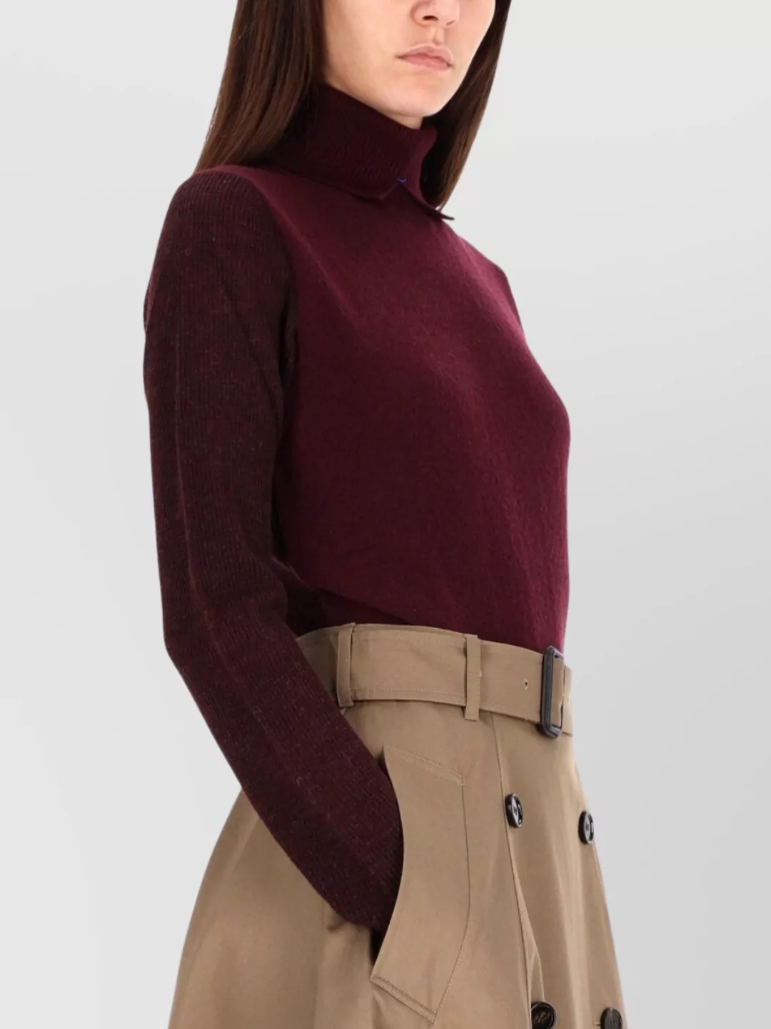 Burberry Turtleneck Knitwear Contrast Sleeves