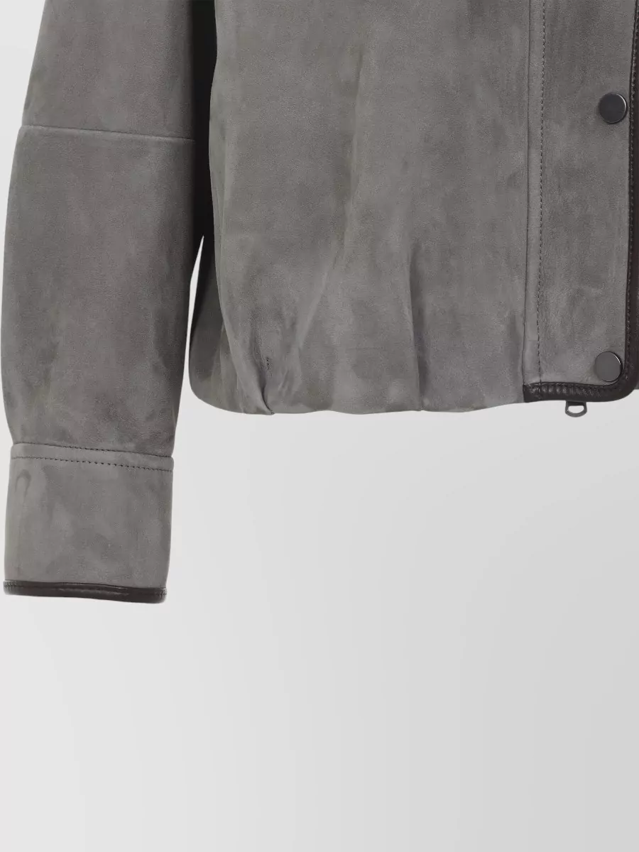 Brunello Cucinelli Suede Jacket High Collar Long Sleeves