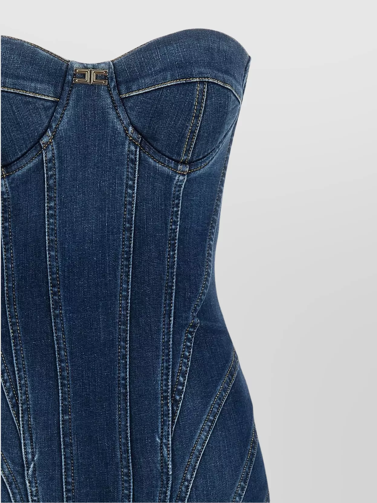 Elisabetta Franchi Denim Corset Dress With Panel Detailing