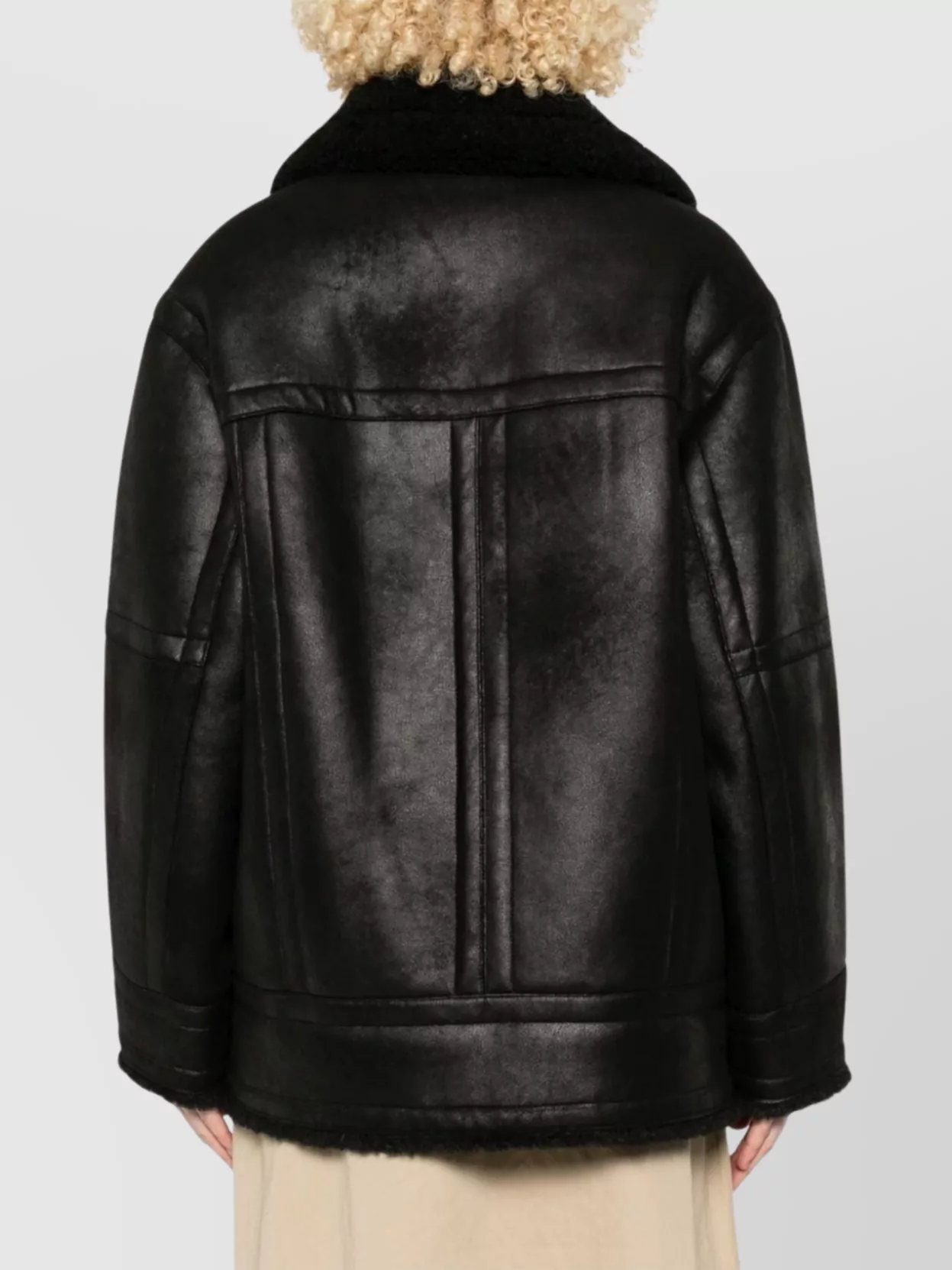 STAND STUDIO LOUISA SHEARLING COLLAR TEXTURED JACKET