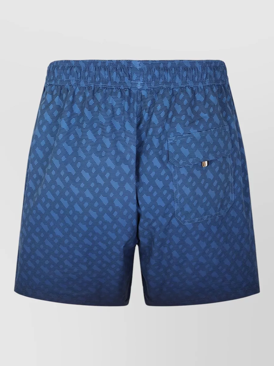 Boss Patterned Nylon Swim Shorts Elastic Waistband