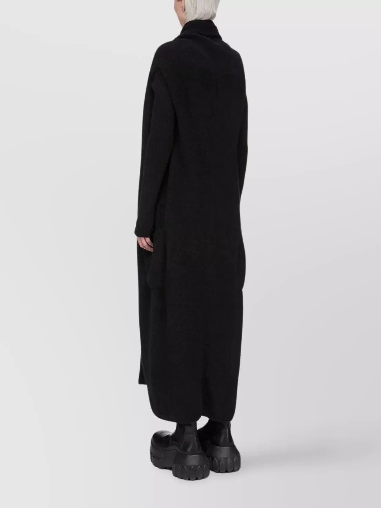 Rick Owens Longline Shawl Collar Cardigan Pockets In Black