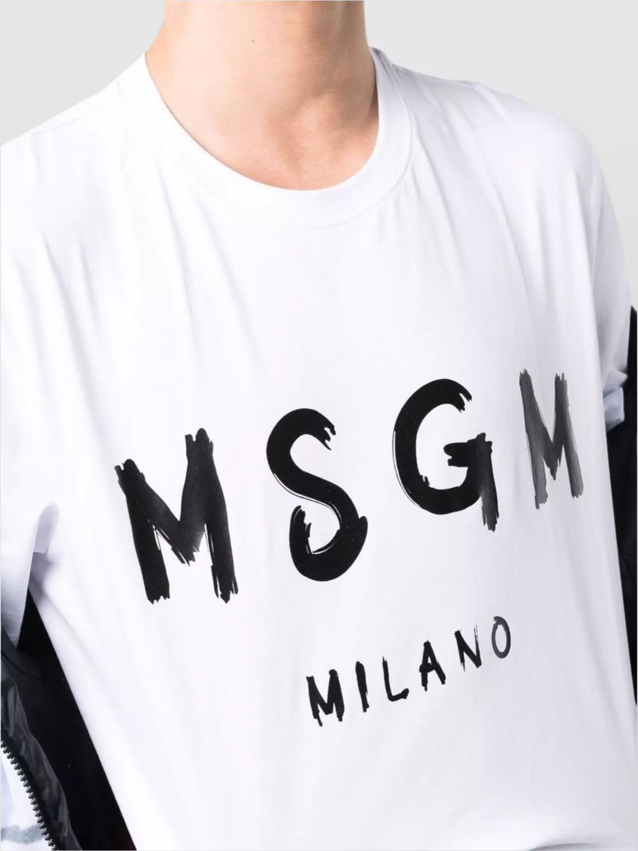 Msgm Soft Cotton T-Shirt Logo Brushed