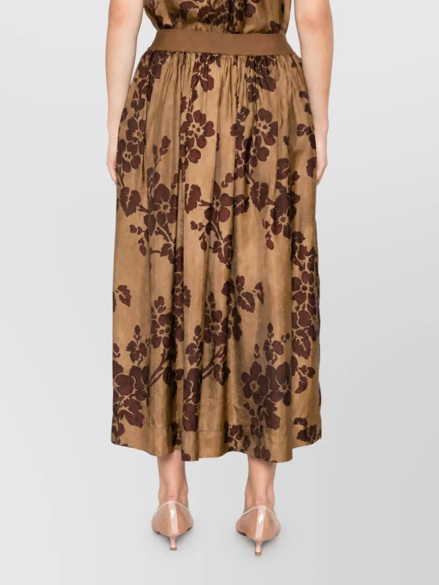Uma Wang Floral-Print Pleated Midi Skirt