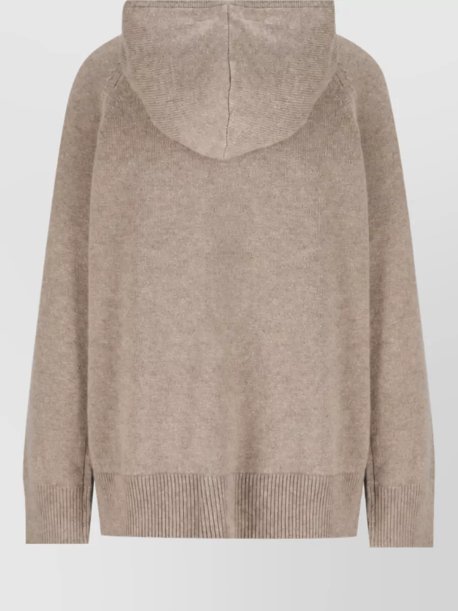 Max Mara Cashmere Hooded Ribbed Trim Jumper