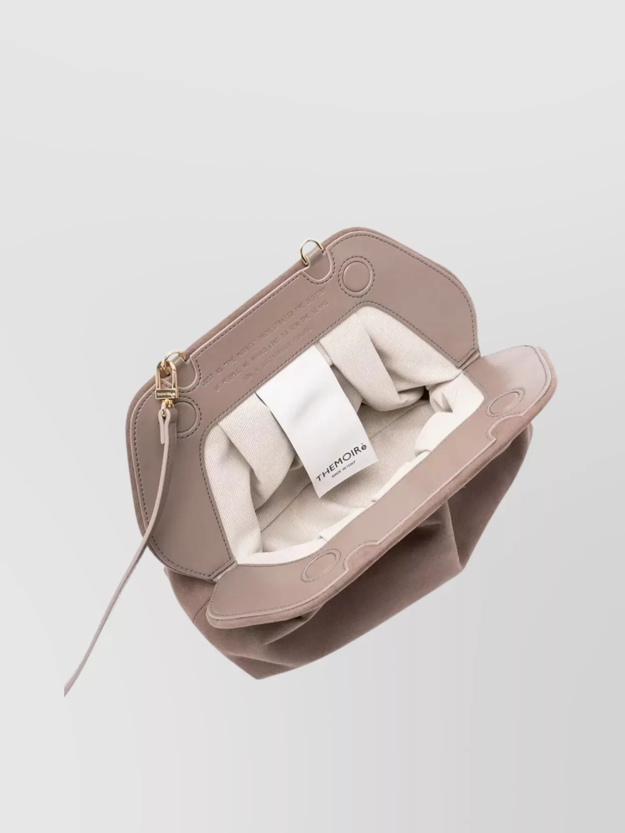 Themoirè Suede Pleated Clutch Bag With Detachable Strap