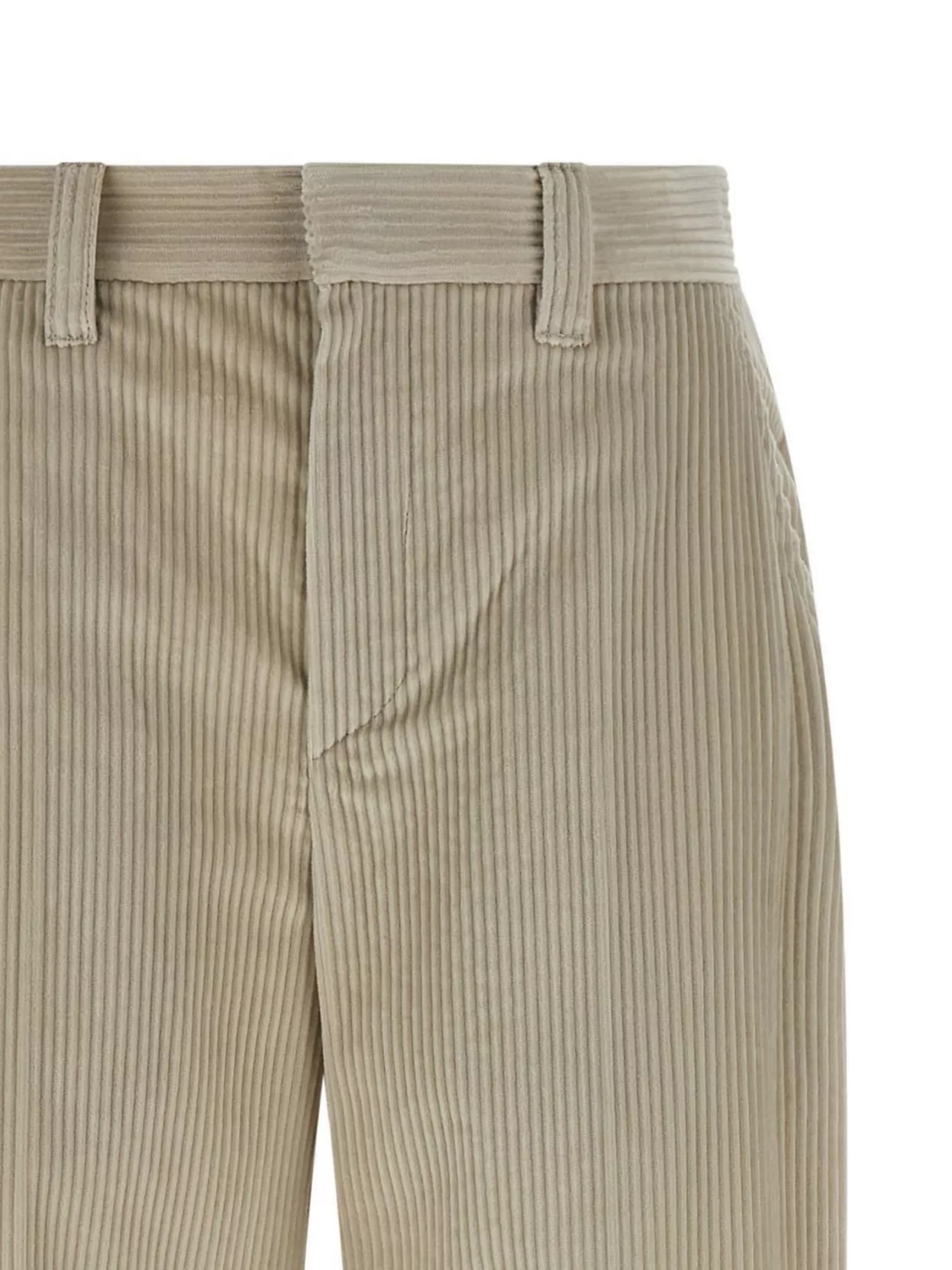 Brunello Cucinelli Beige Corduroy Trousers With Front Zip And Hook Button Closure In Neutral
