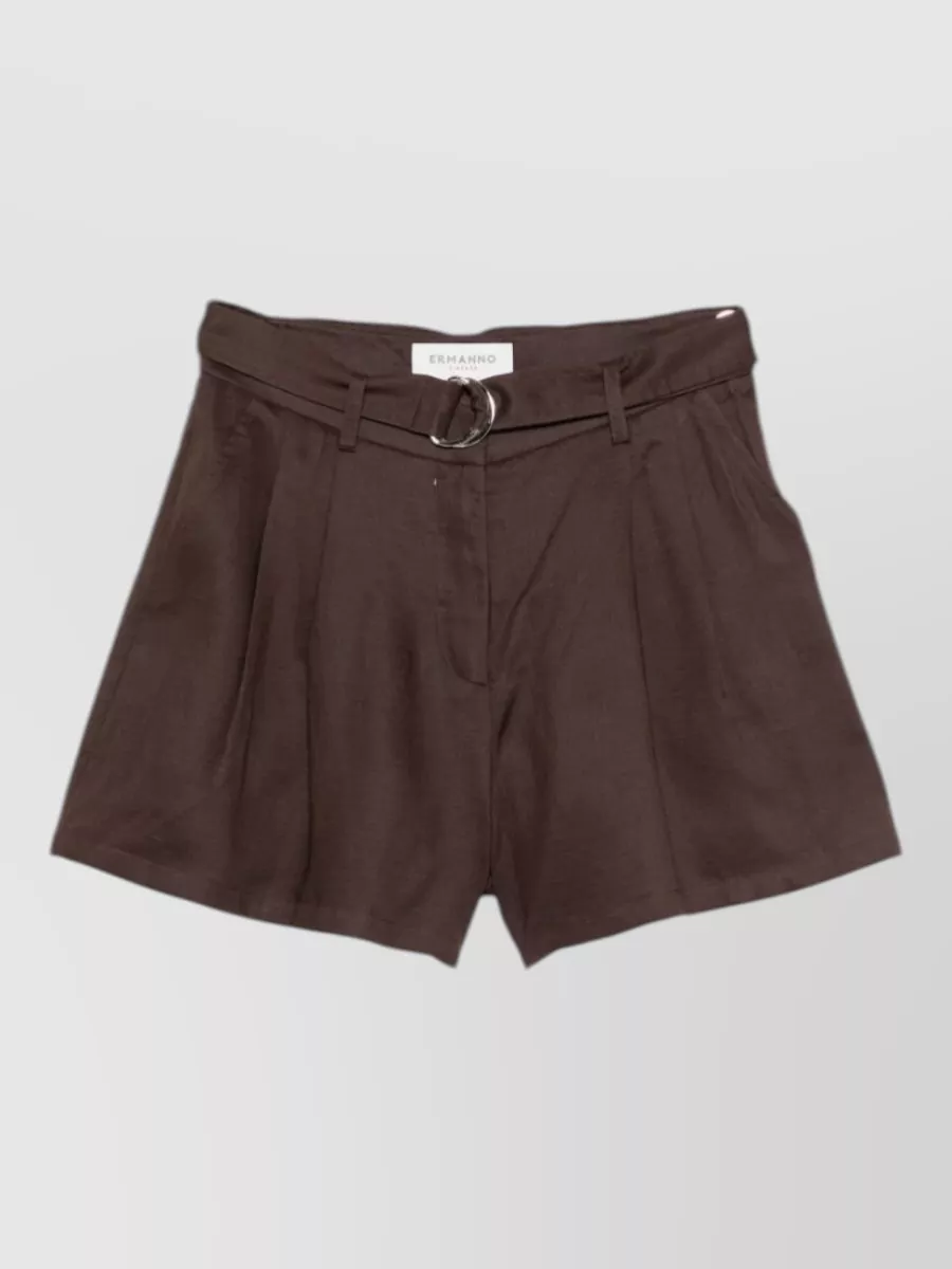 Ermanno Firenze Linen-Blend Pleated Tailored Shorts