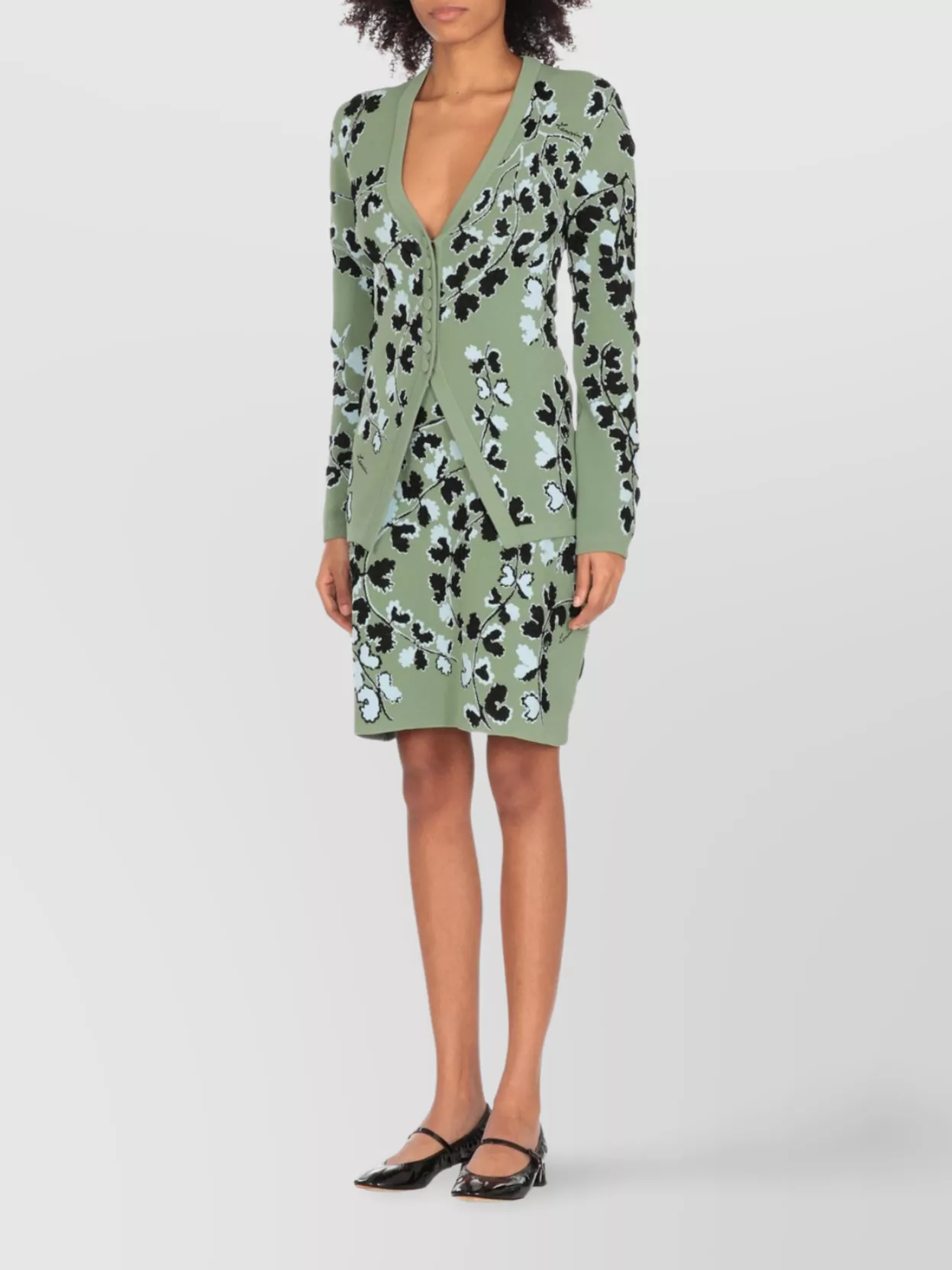 Lanvin Floral Pattern Buttoned Cardigan In Green