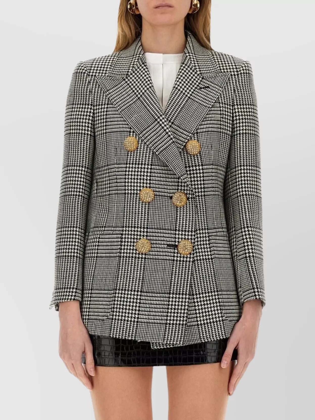 Valentino Checked Wool Jacket Gold Buttons