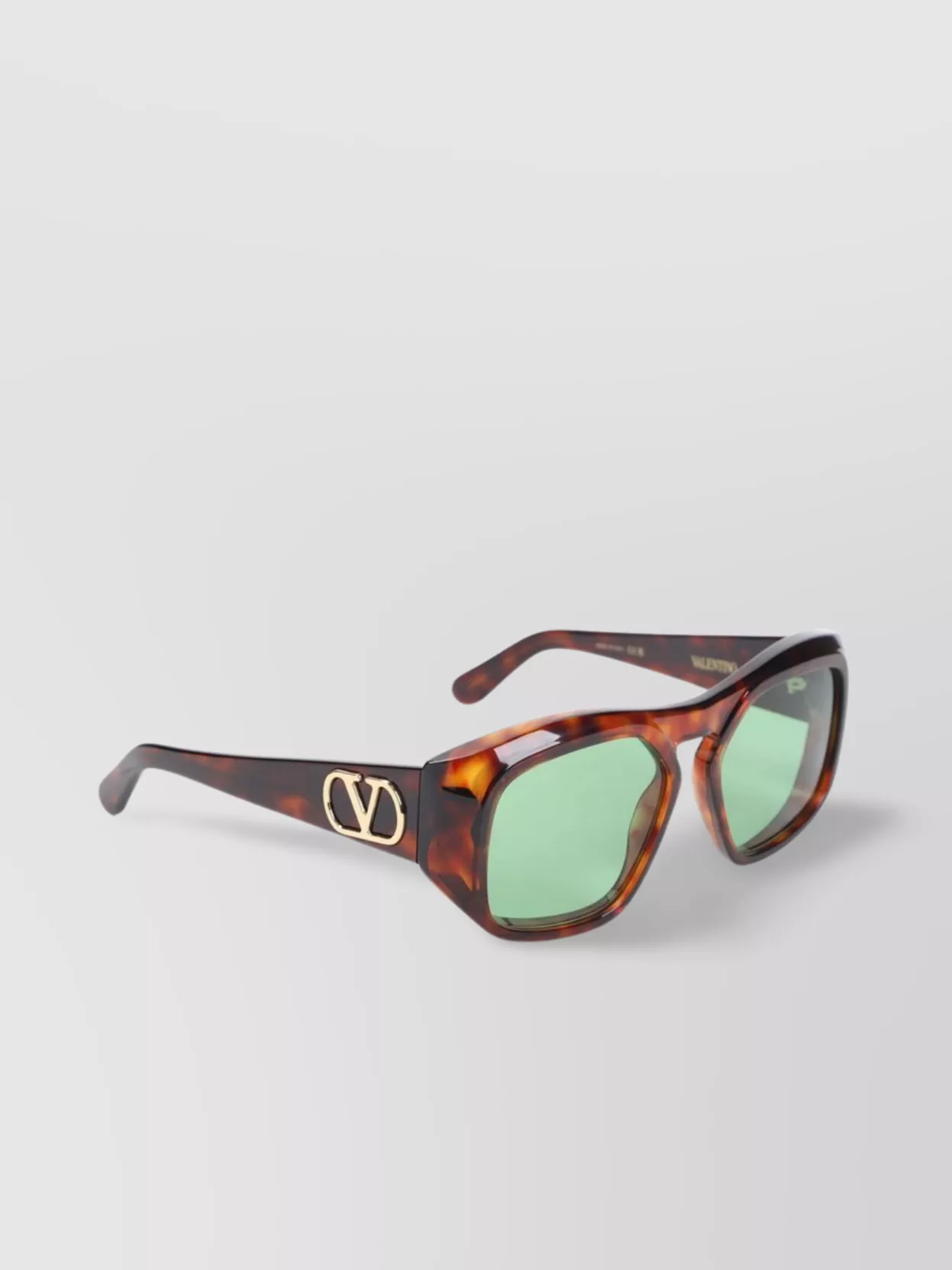 Valentino Sunglasses With Tortoiseshell Frame And Green Lenses In Brown
