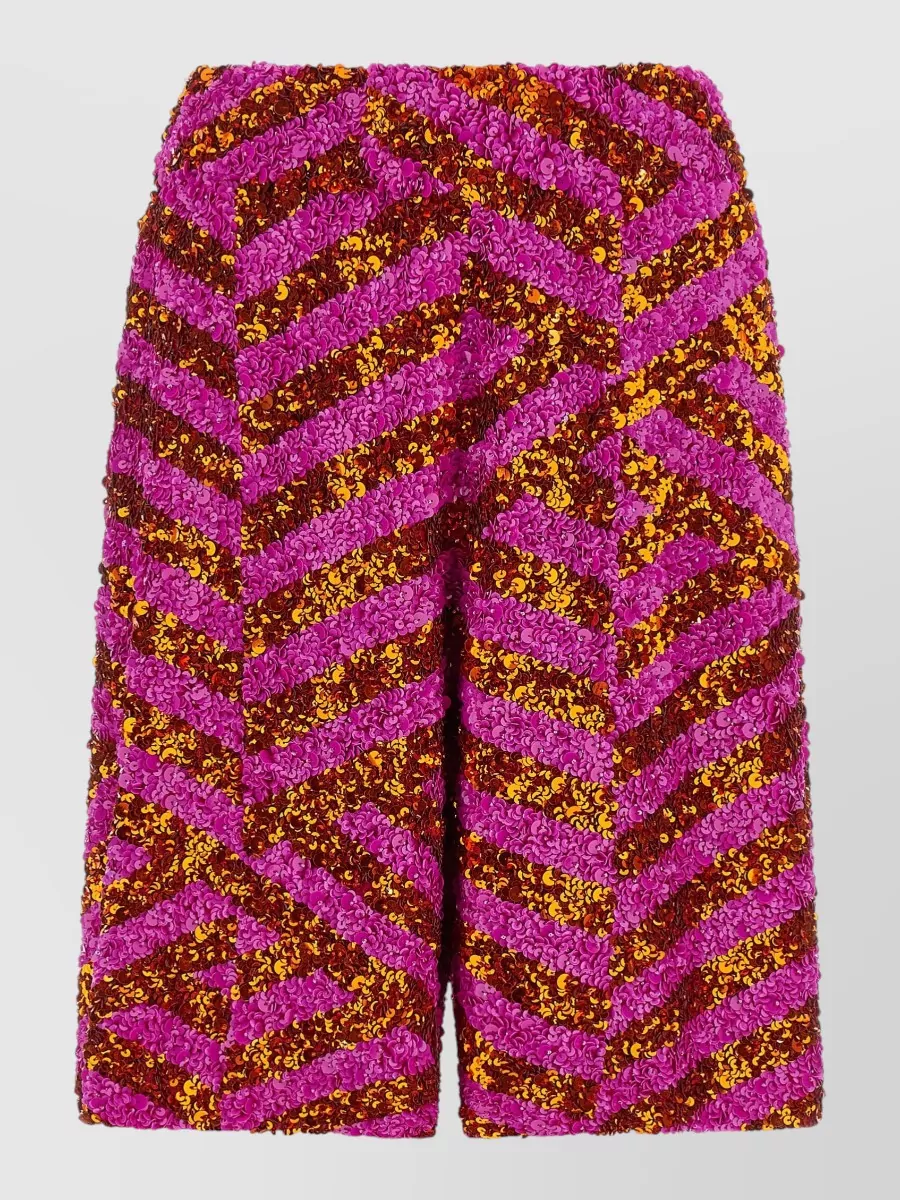 Dries Van Noten sequin-embellished wide-leg bermuda shorts