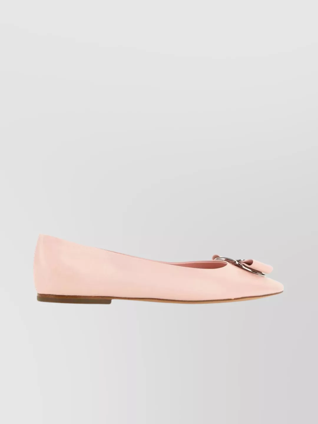 Ferragamo Leather Ballerinas With Buckle And Logoed Bow