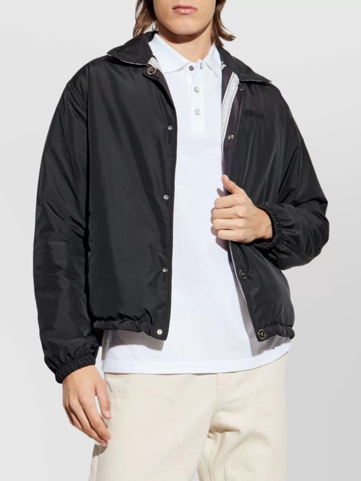 Versace Printed Drawstring Hem Jacket