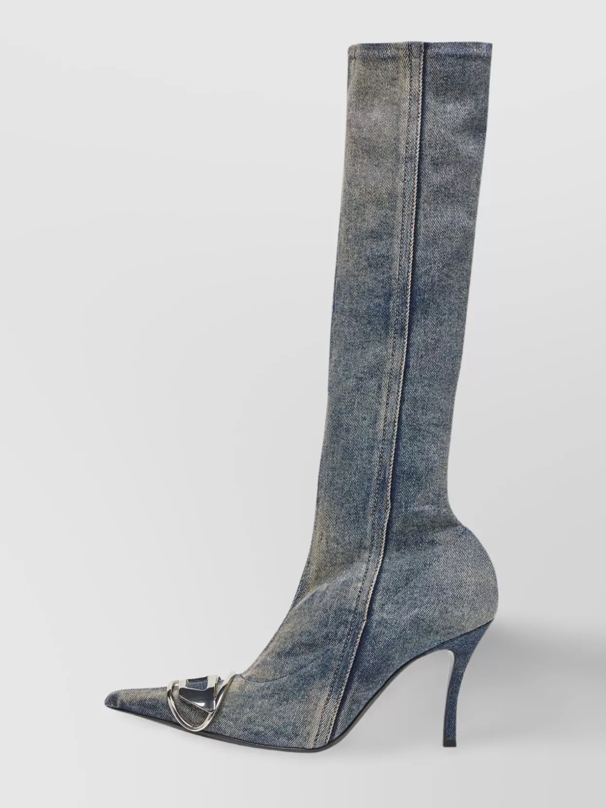 Diesel Sculpted Heel Knee-high Metallic Pointed Stiletto