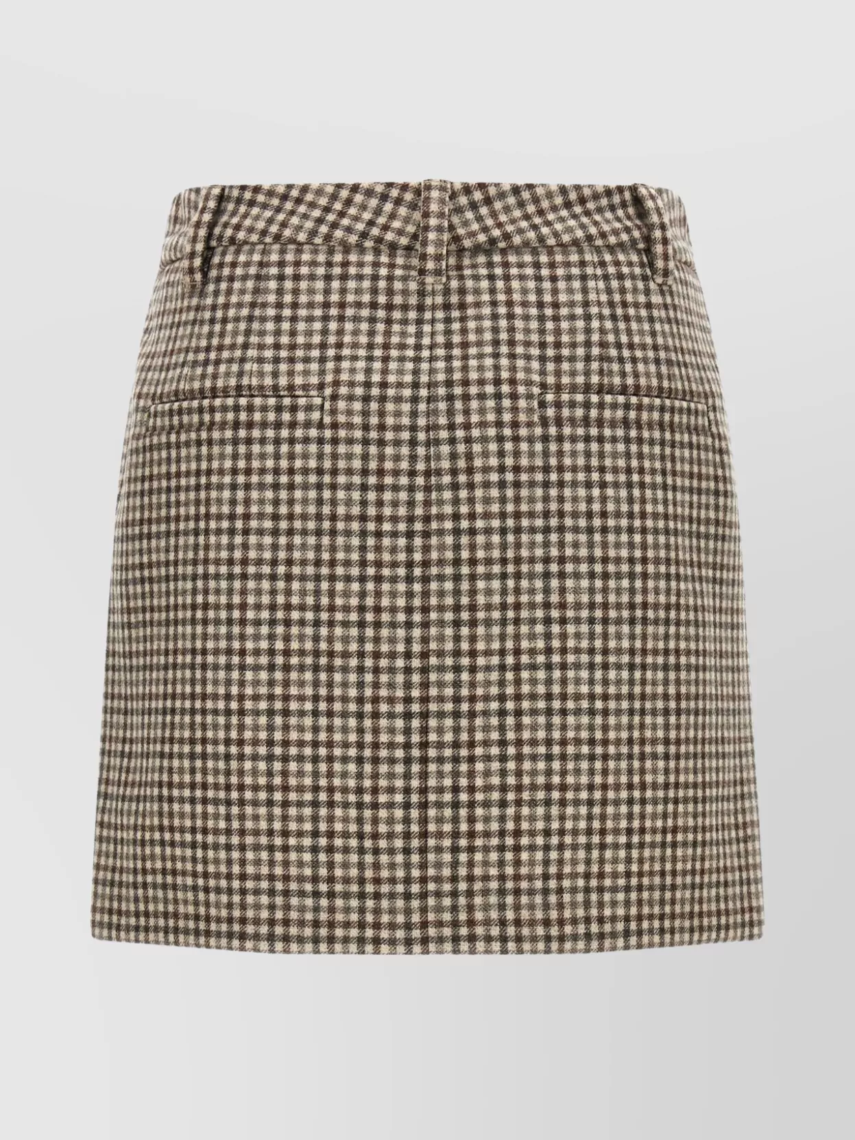 Brunello Cucinelli Checked Virgin Wool Flannel Miniskirt In Brown