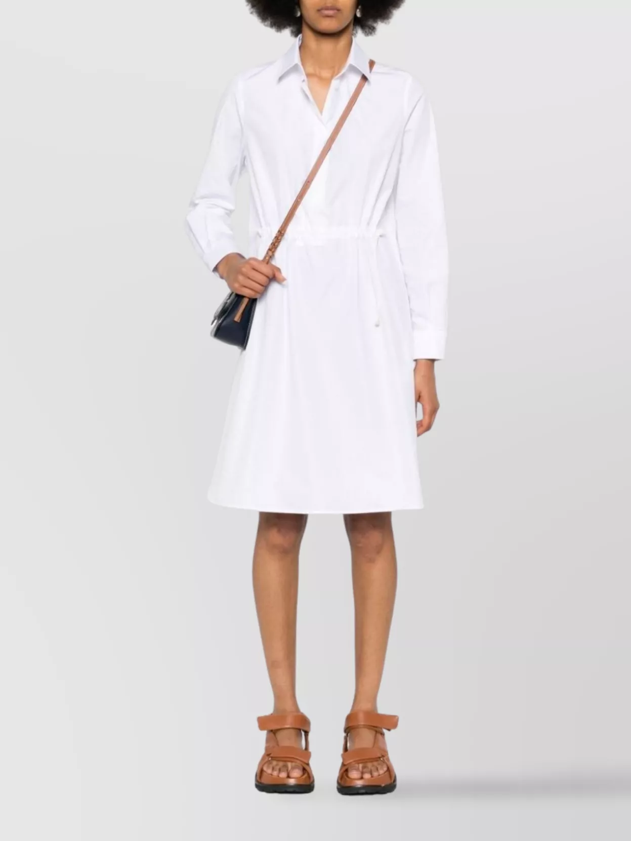 Max Mara Cotton Shirtdress Drawstring Waist