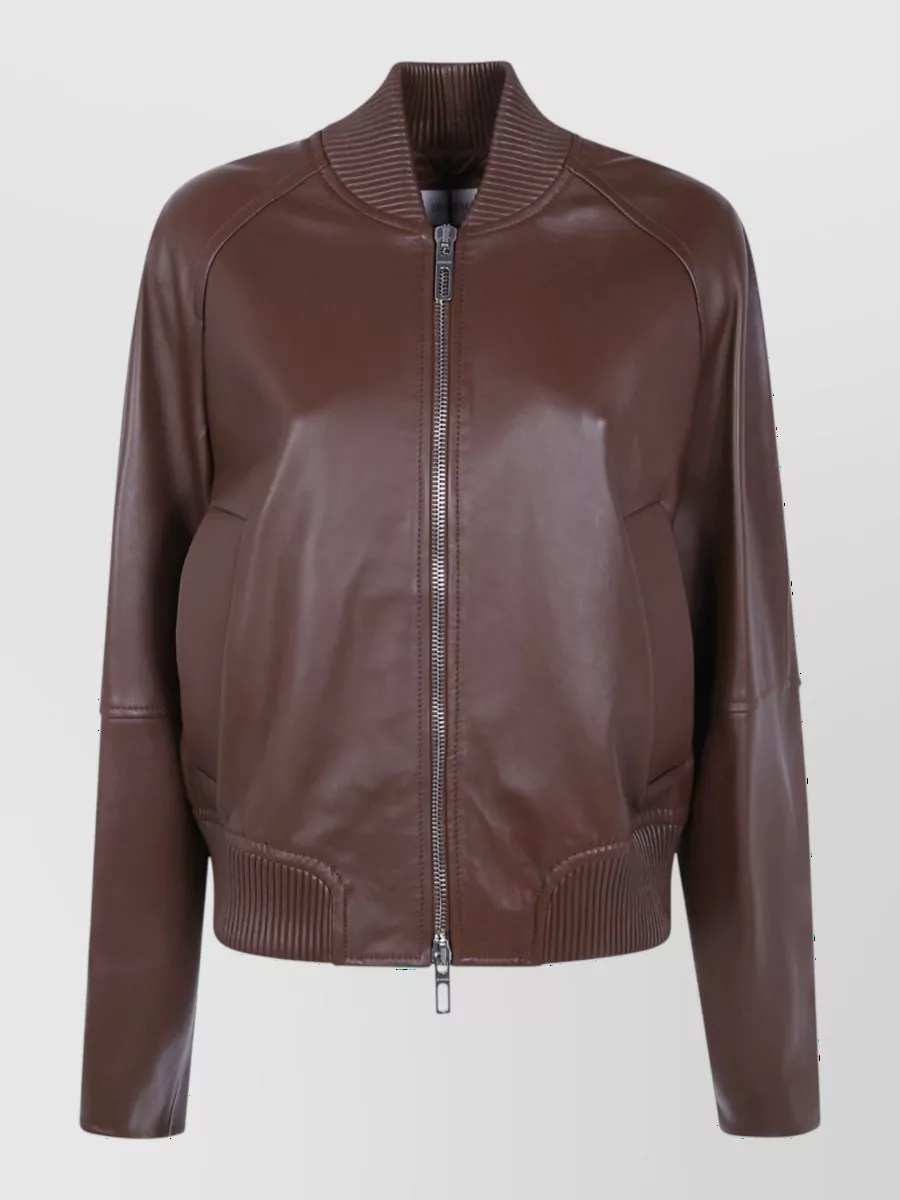 Sportmax leather single-breasted coat