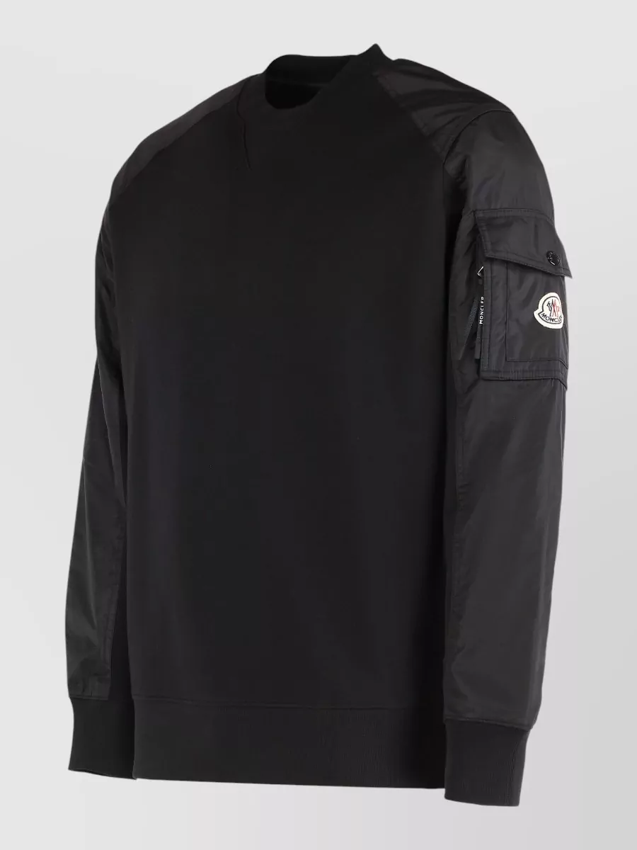 Moncler Cotton Blend Crew Neck Long Sleeve Top