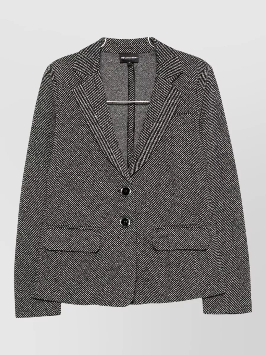 Emporio Armani Herringbone Single-Breasted Suit Jacket