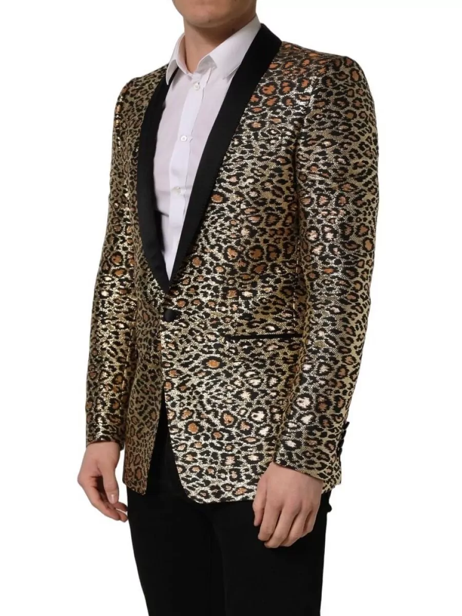 Dolce&Gabbana Metallic leopard single-breasted tuxedo jacket
