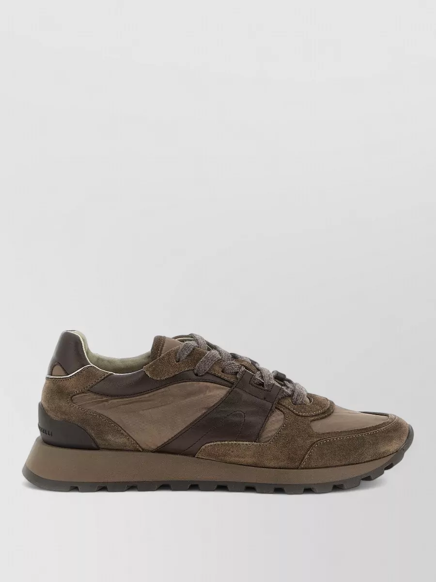 Brunello Cucinelli leather paneled low-top sneakers