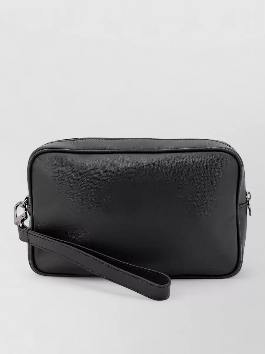 Kiton Calf Leather Zip Wristlet Clutch Bag