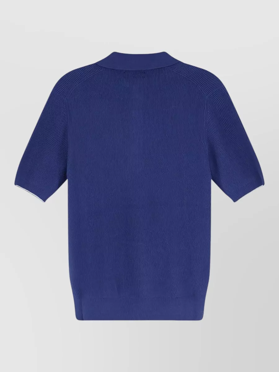 Brunello Cucinelli Ribbed Short-Sleeve Polo Shirt