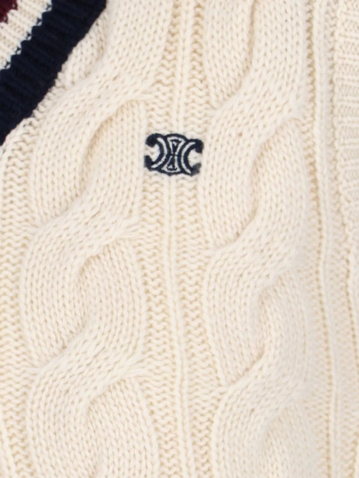 Celine Cable Knit V-Neck Sweater