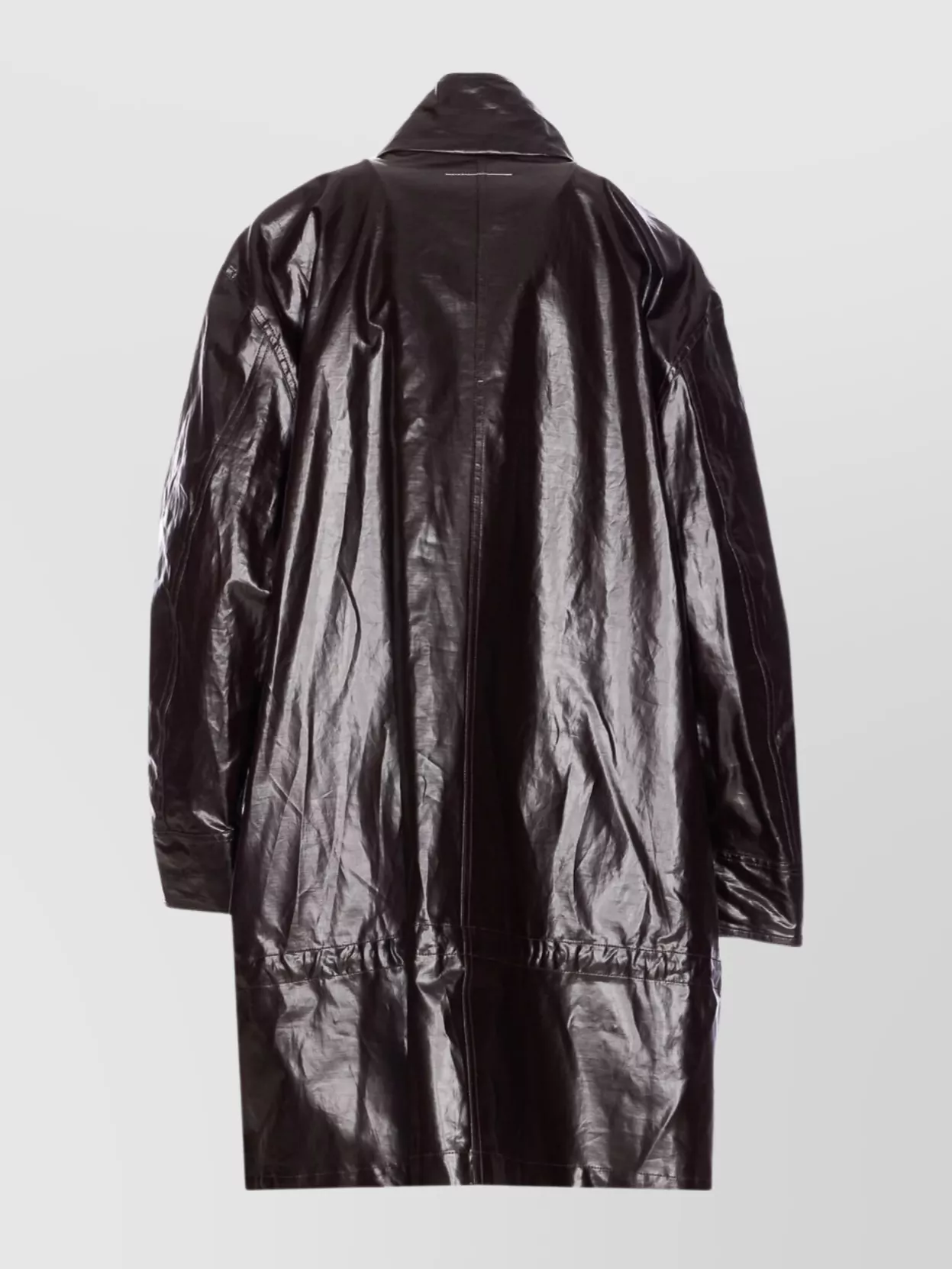 Mm6 Maison Margiela Long Length Shiny Finish Jacket In Brown