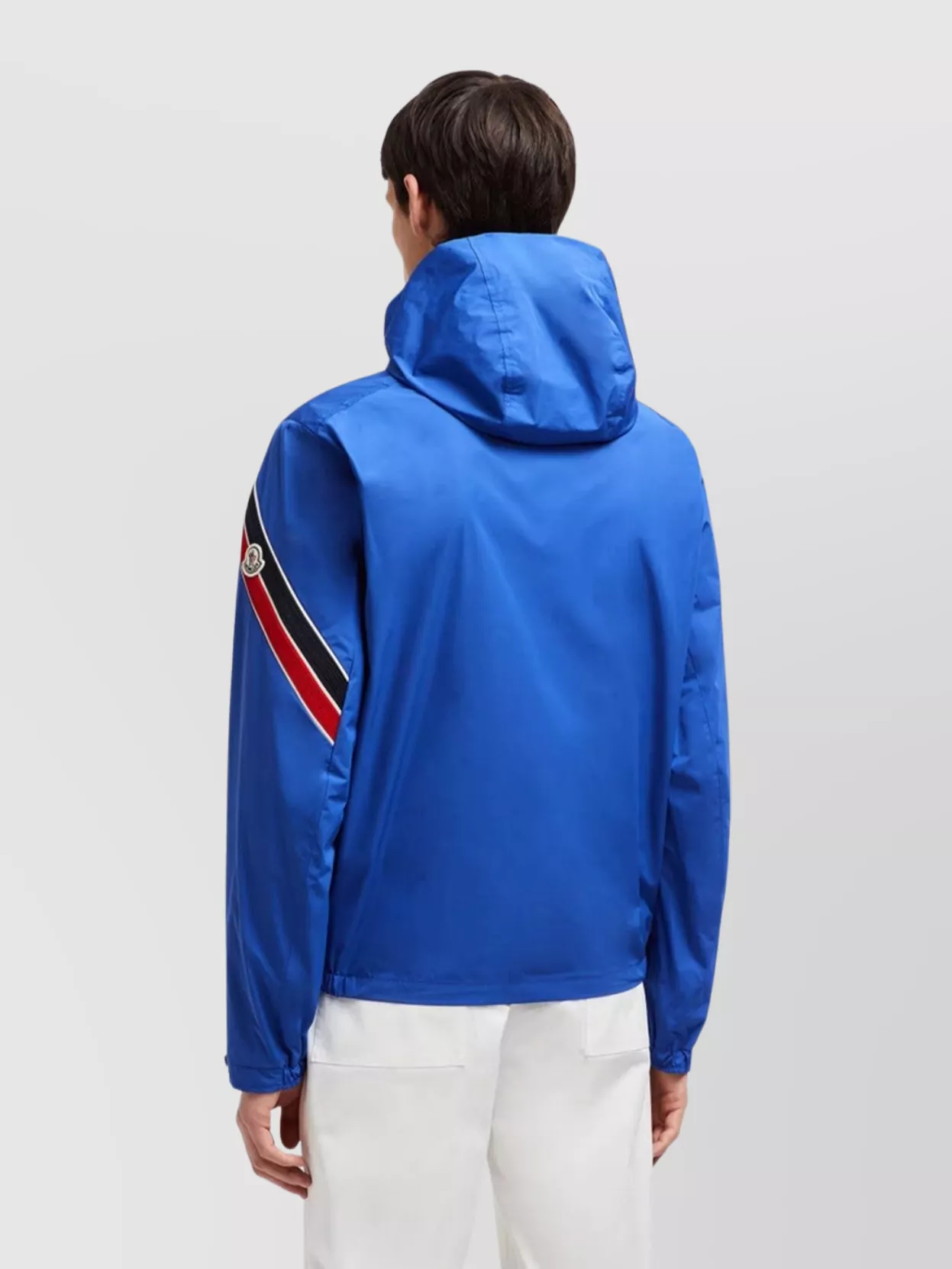 Moncler Windbreaker Jacket With Hood And Tricolour Trim