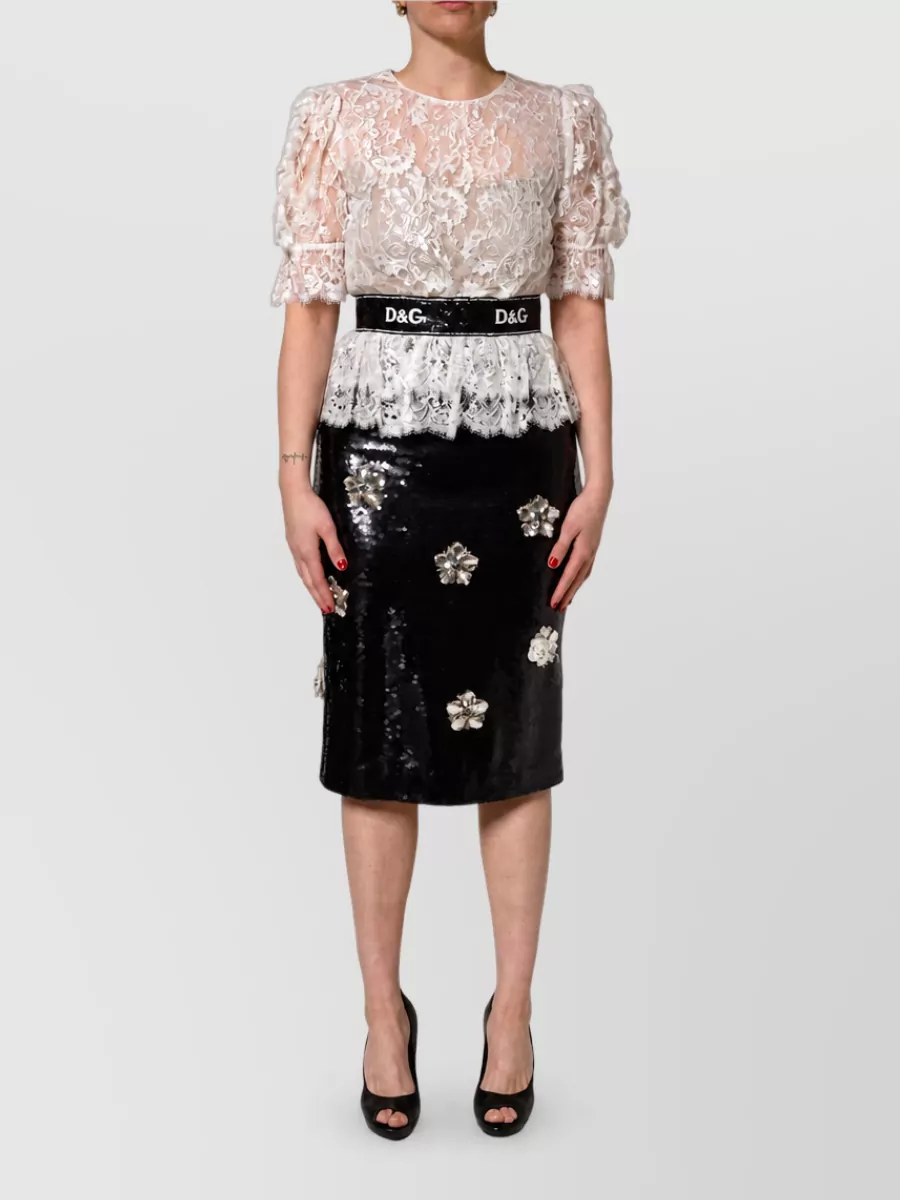 Dolce&Gabbana embellished lace fitted skirt dress