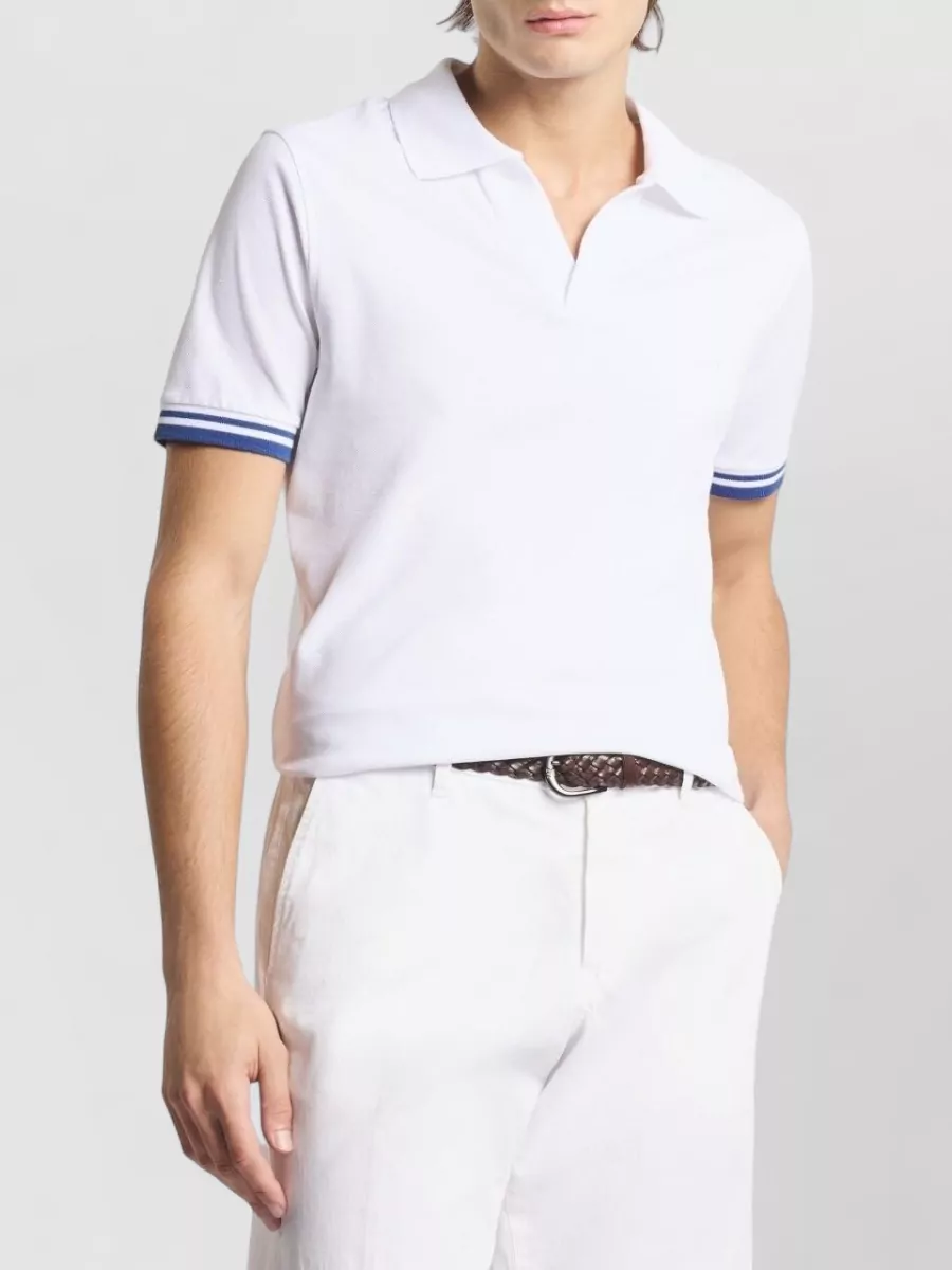 Fay Logo Polo Shirt Ribbed Cuffs Short Sleeves