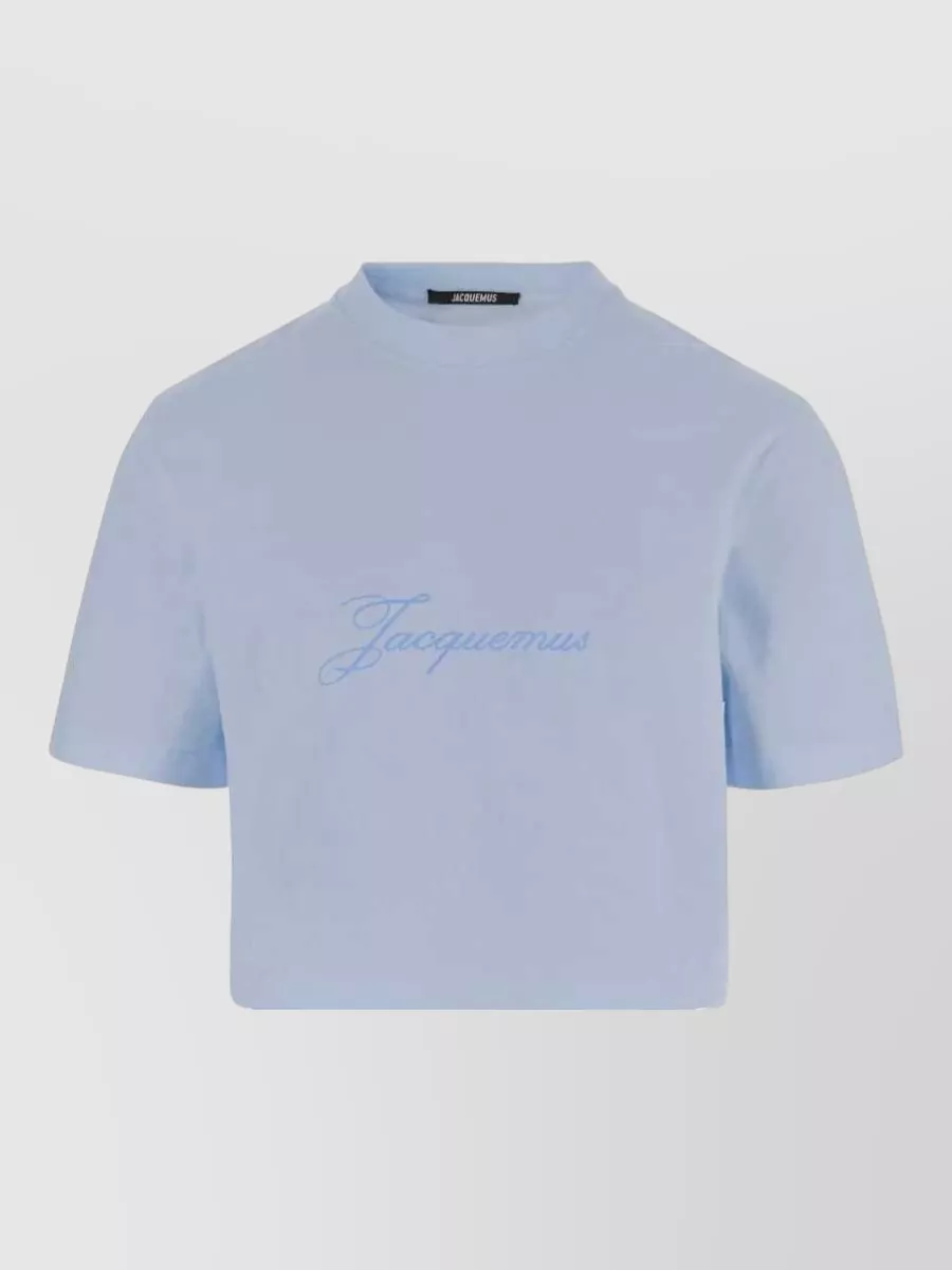 Jacquemus Cropped Embroidered Logo Cotton T-Shirt