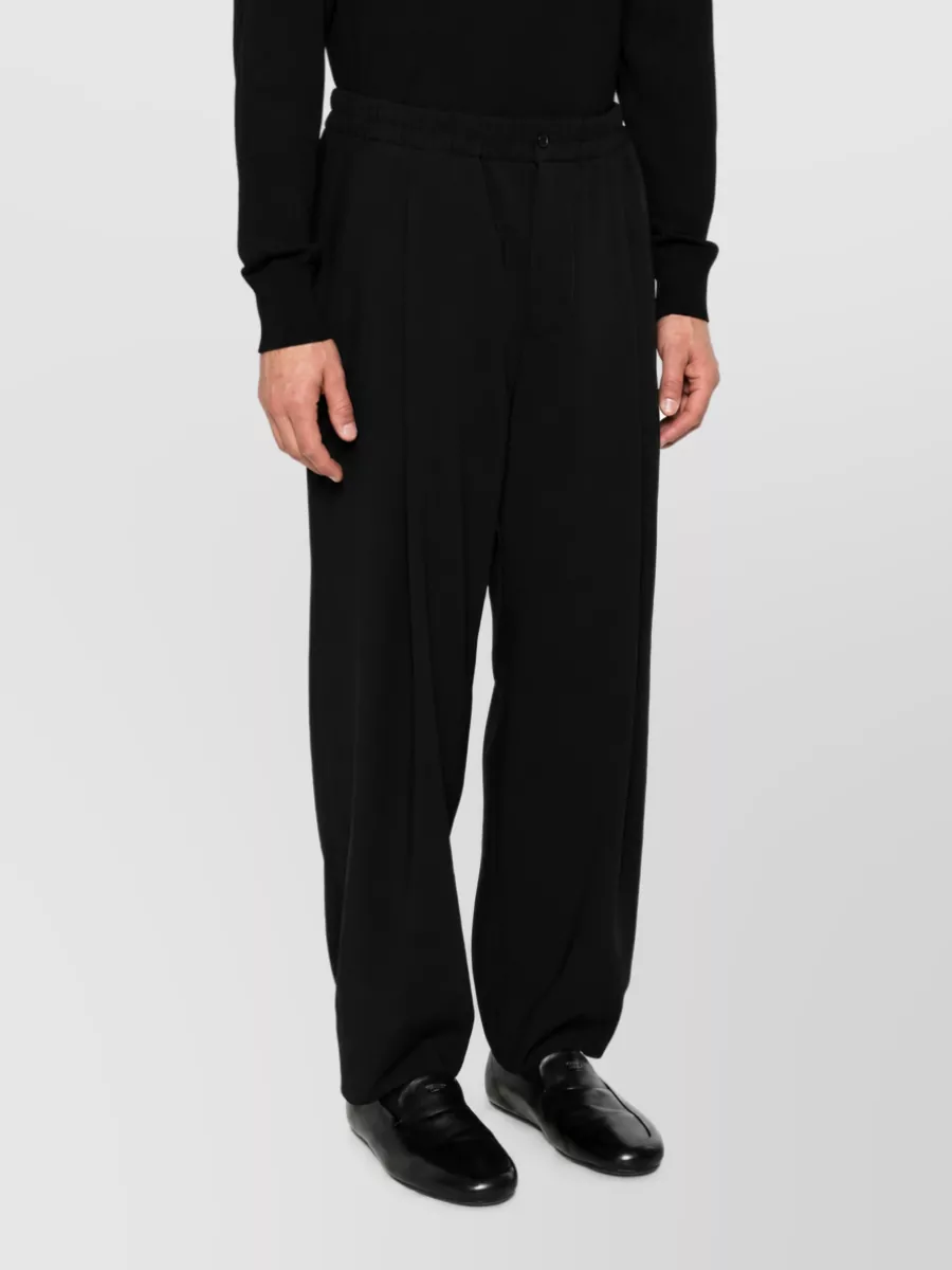 Giorgio Armani Wool Pleated Straight-Leg Tailored Trousers