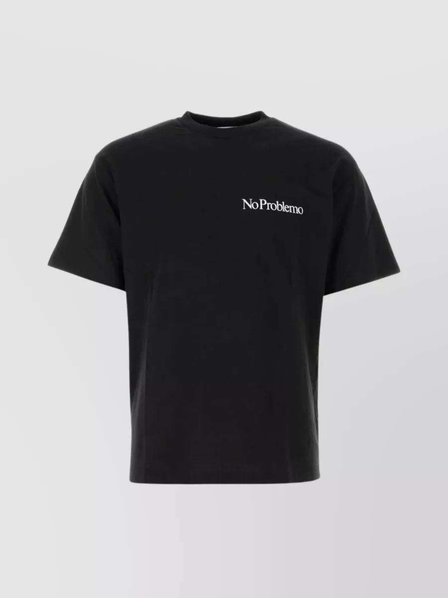 Shop Aries No Problemo Crew-neck T-shirt With Print In Black