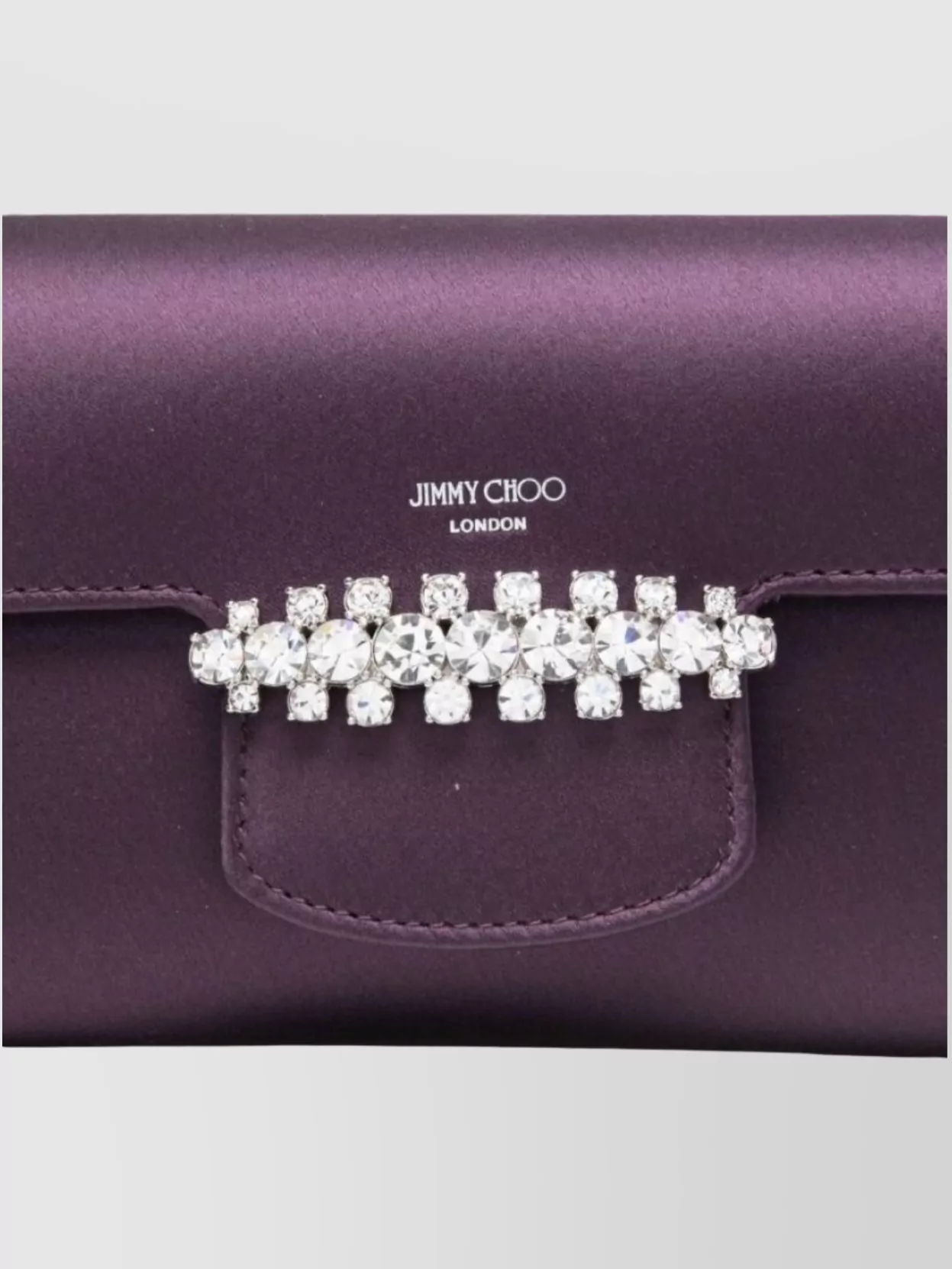 Jimmy Choo Satin Chain Wallet Embellished Front
