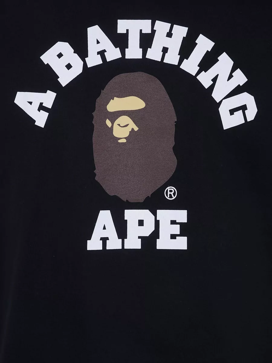 Bape Ribbed Crew Neck Graphic Cotton T-Shirt