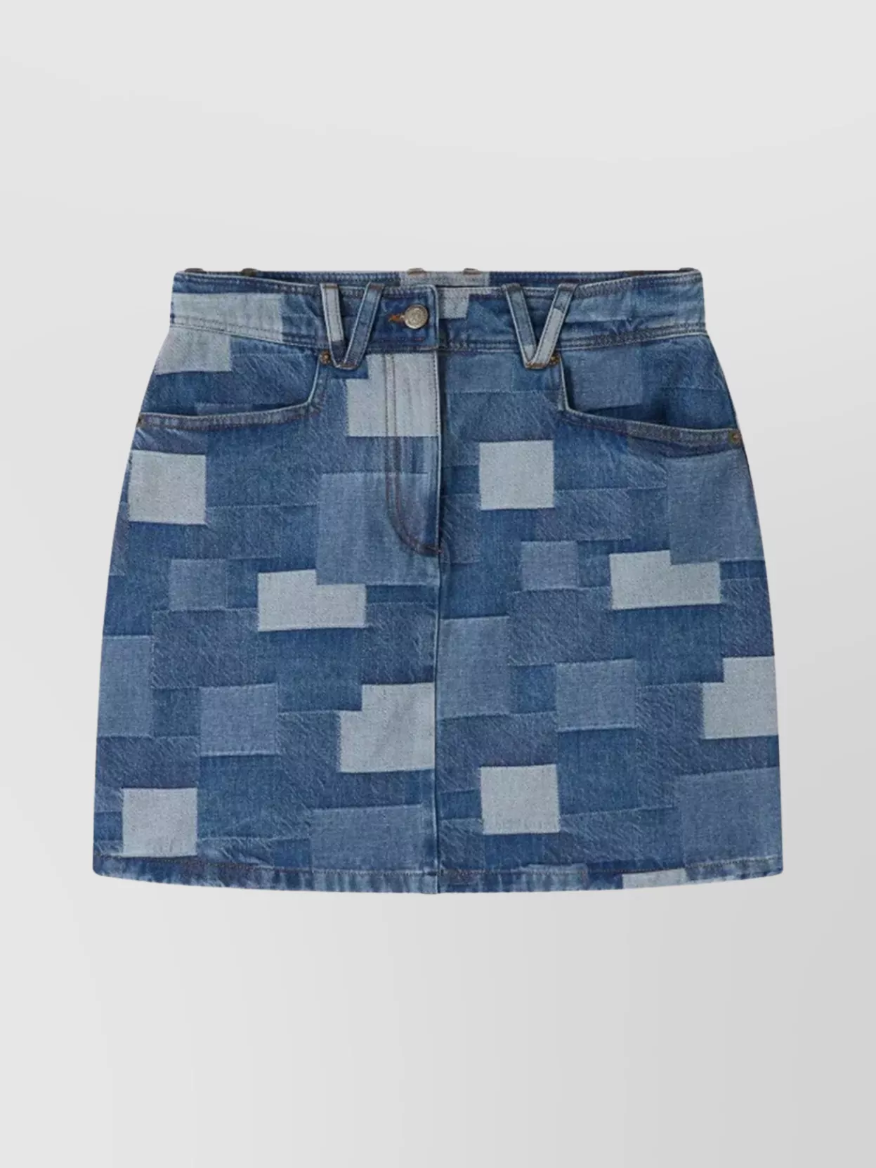 Shop Apc Patchwork V-belt Mini Skirt With Front Pockets