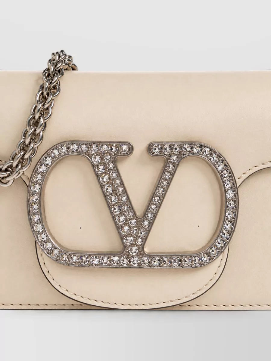 Valentino Garavani Locò Small Leather Crystal-Embellished Shoulder Bag