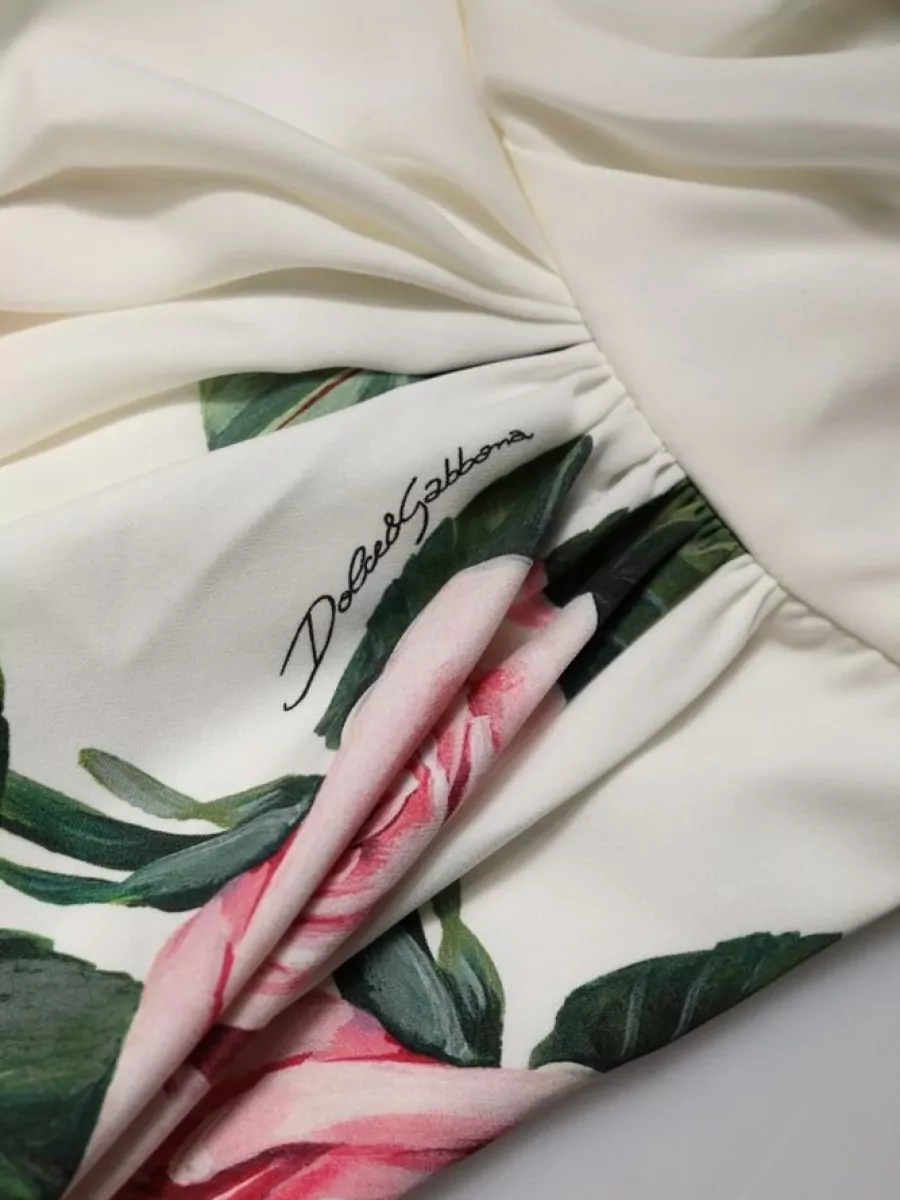 Dolce&Gabbana Silk Floral One-Shoulder Sheath Midi Dress