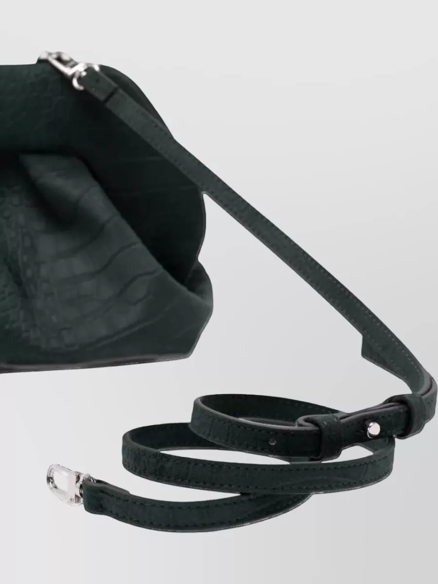 Themoiré Bios Medium Suede Croc-Effect Clutch Bag