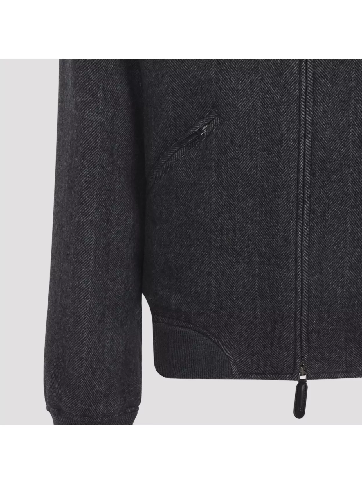 Giorgio Armani Ribbed Herringbone Jacket Pockets In Black