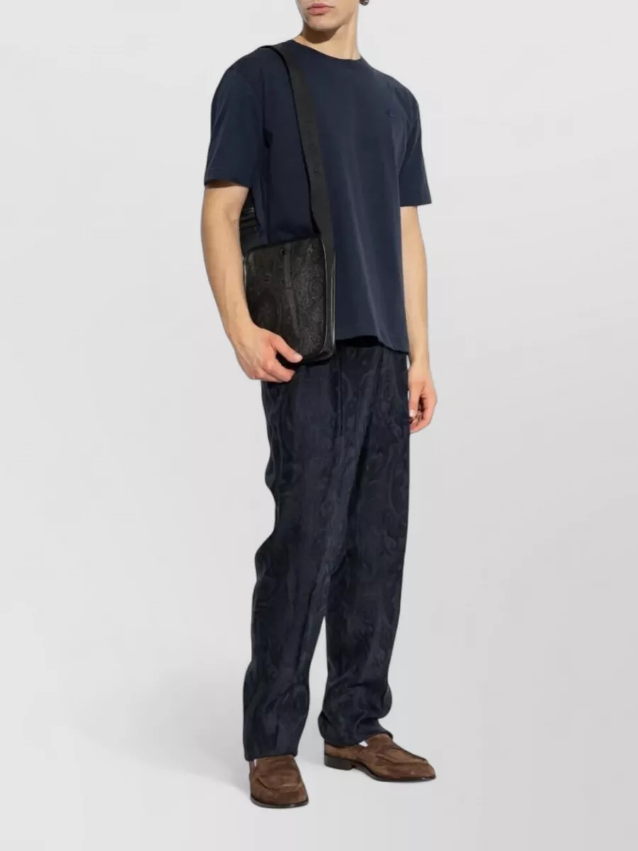 Etro Pegaso Embroidery Cotton Crew Neck T Shirt