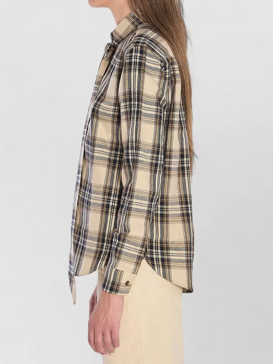 Saint Laurent Cassandre Check Shirt Oversized Tie Collar