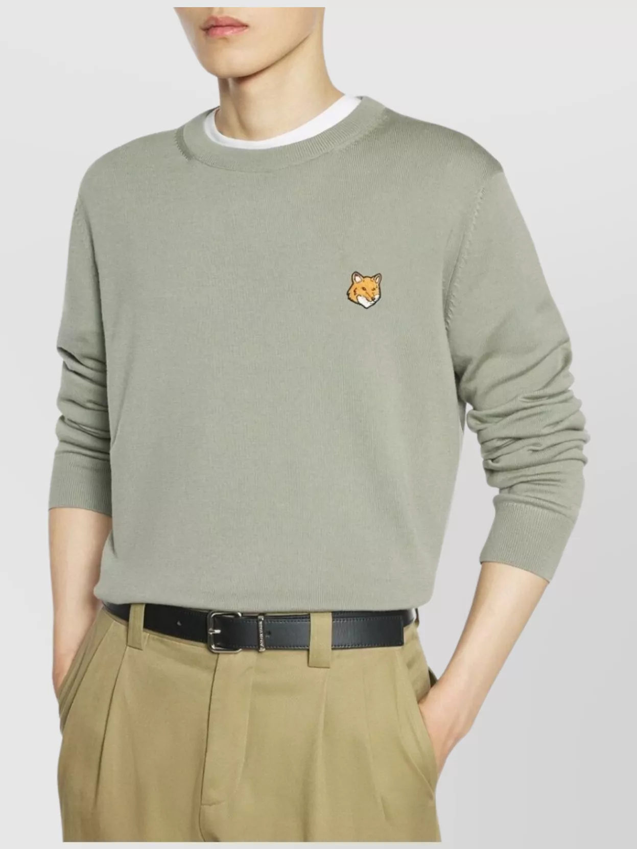 Maison Kitsuné Ribbed Hem Long Sleeve Crew Neck Jumper