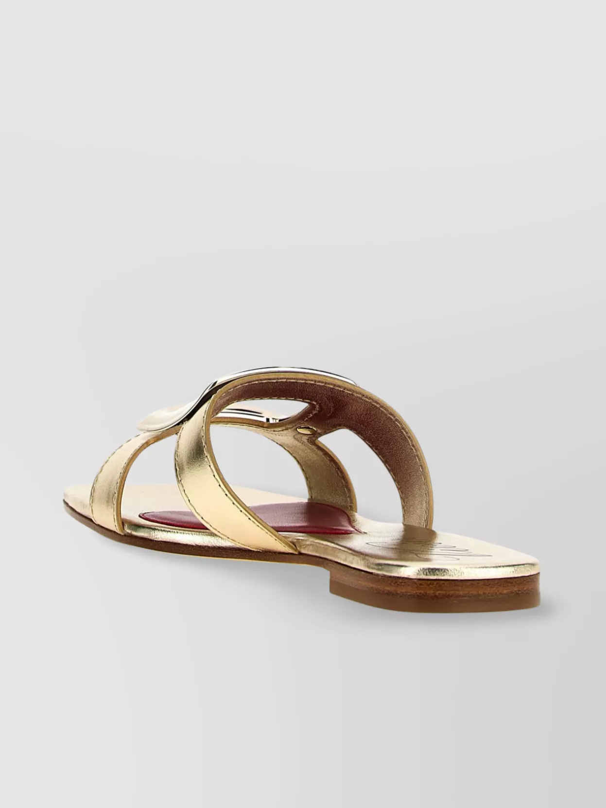 Shop Roger Vivier Square Buckle Flat Sole Sandals
