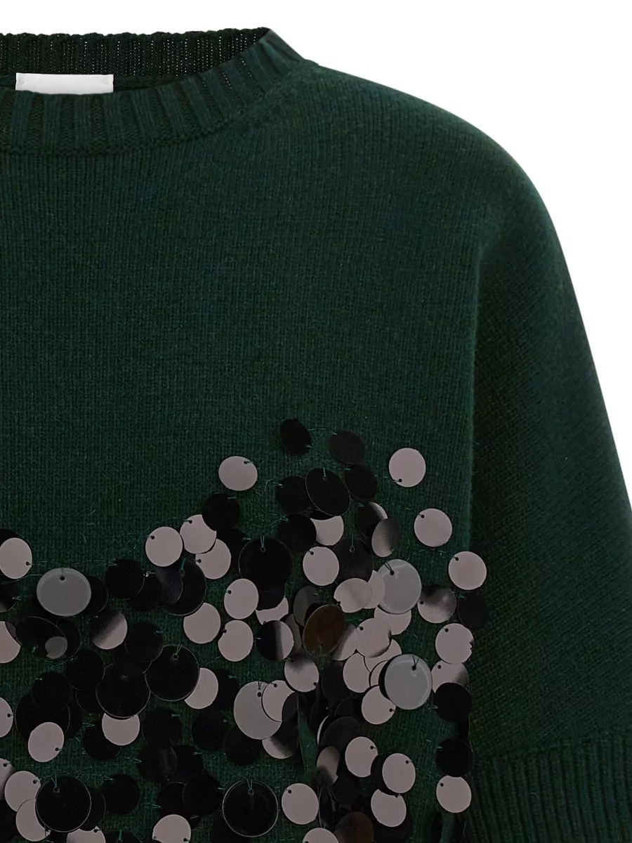 Nude Sequin Cropped Sweatshirt